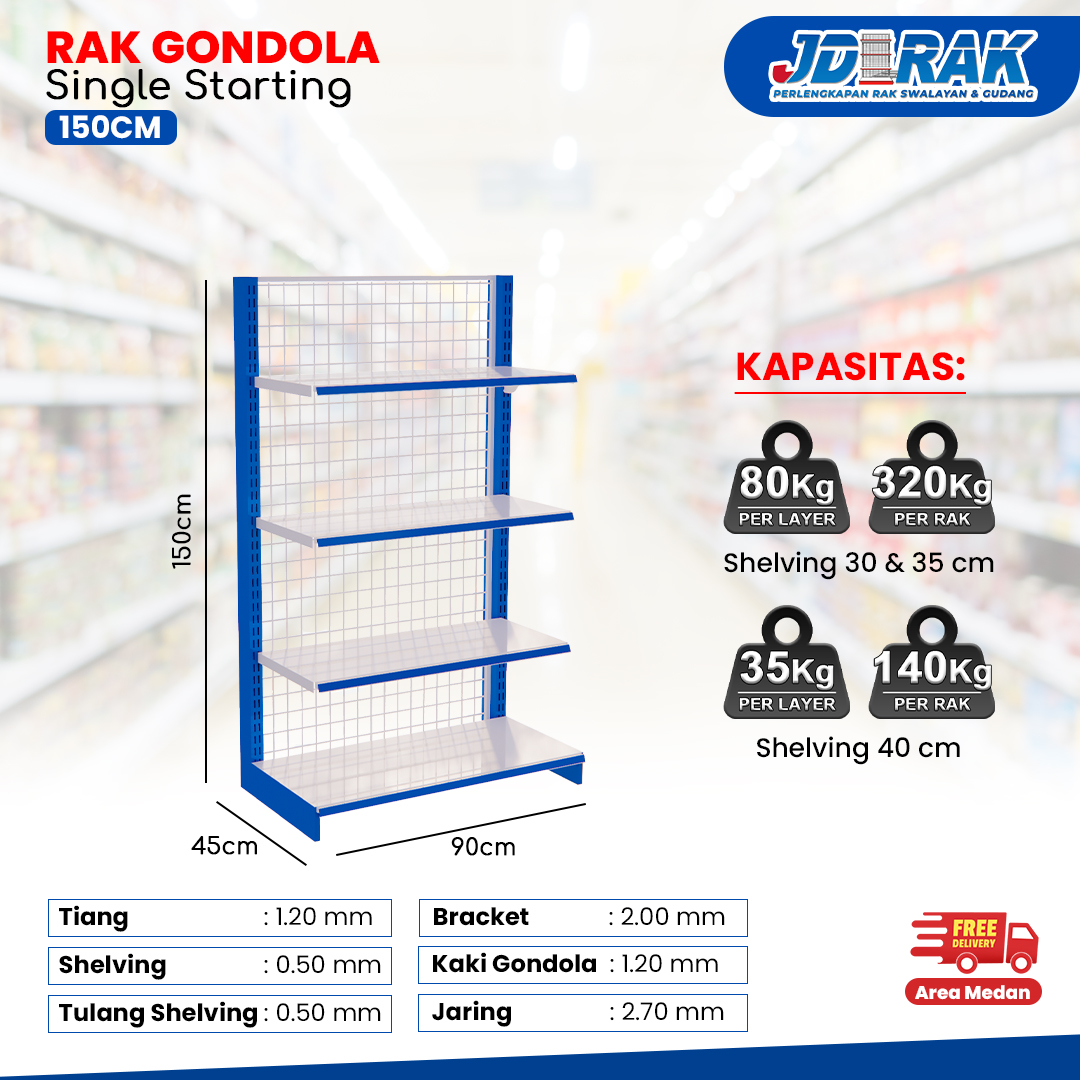 Rak Gondola Single Starting 150cm 02