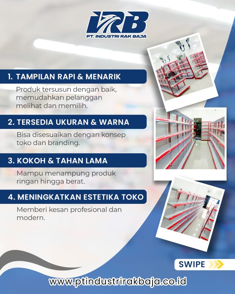 rak gondola produksi pabrik untuk toko dan minimarket