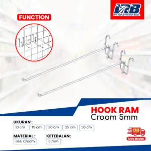hook ram croom 5mm untuk gantungan aksesoris rak display toko