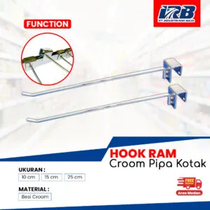 hook ram croom pipa kotak untuk rak besi dan rak gondola
