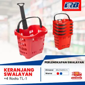 keranjang belanja swalayan dengan 4 roda tipe TL-1