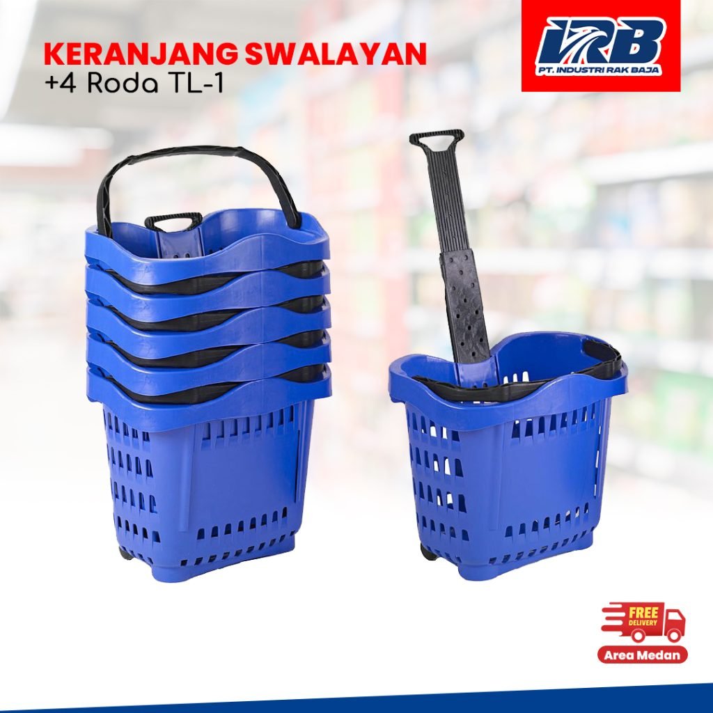 keranjang belanja swalayan dengan 4 roda tipe TL-1