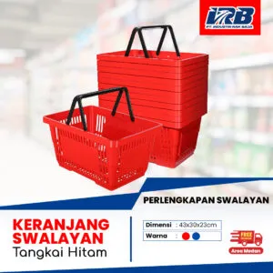 keranjang belanja swalayan dengan tangkai hitam