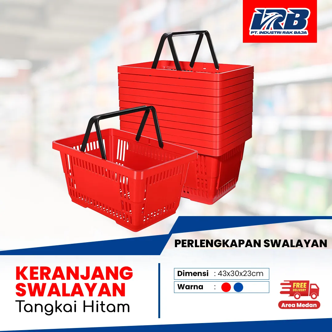 keranjang belanja swalayan dengan tangkai hitam