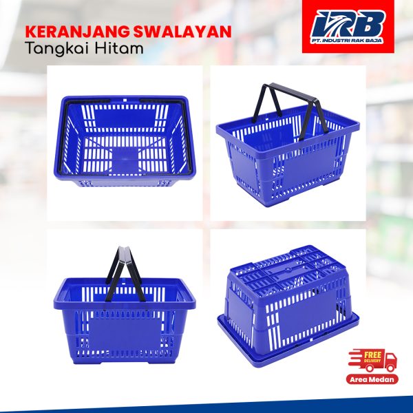 Keranjang Plastik Swalayan Tangkai Hitam - Image 3