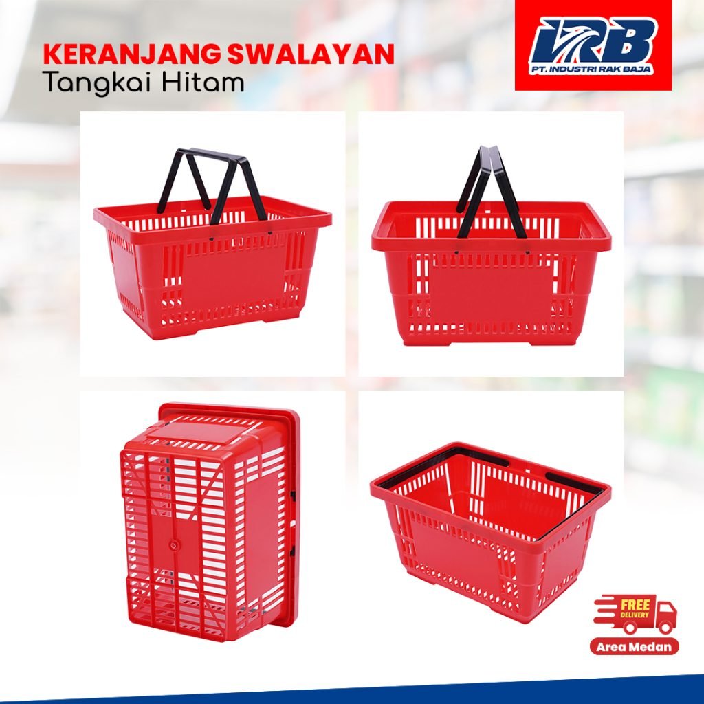 keranjang belanja swalayan dengan tangkai hitam