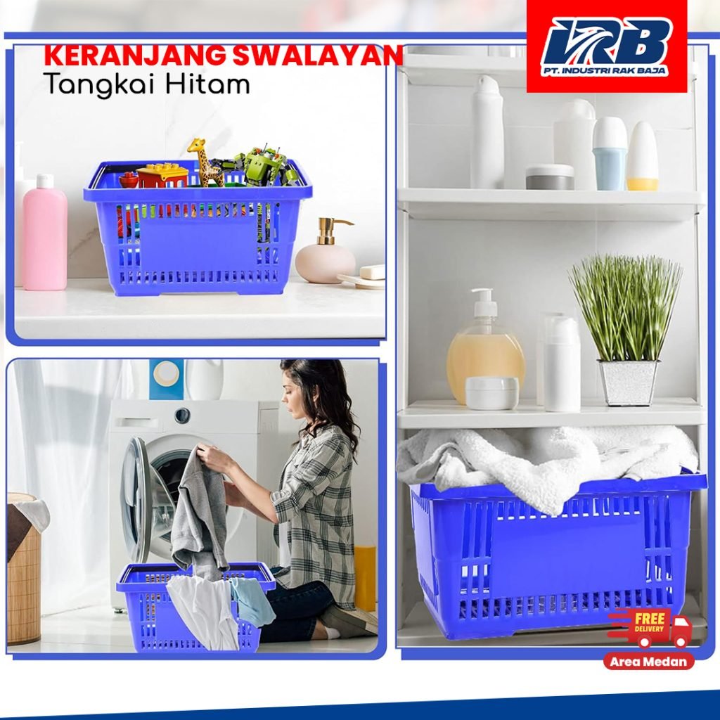 keranjang belanja swalayan dengan tangkai hitam