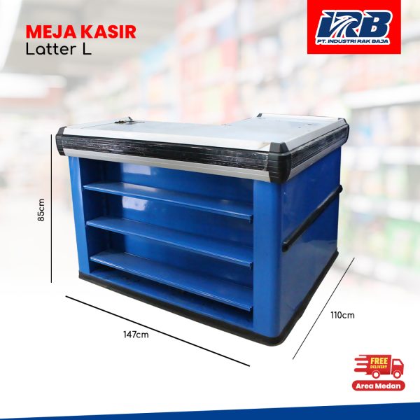 Meja Kasir Letter L Blue dan Red - Image 2