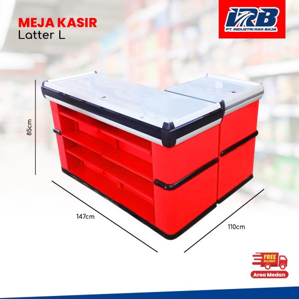 Meja Kasir Letter L Blue dan Red - Image 3