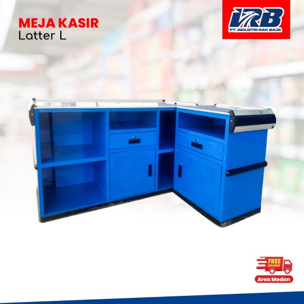 Meja Kasir Letter L Blue dan Red - Image 4