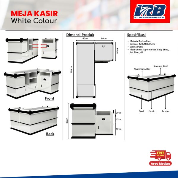 Meja Kasir Minimarket  White Colour - Image 5