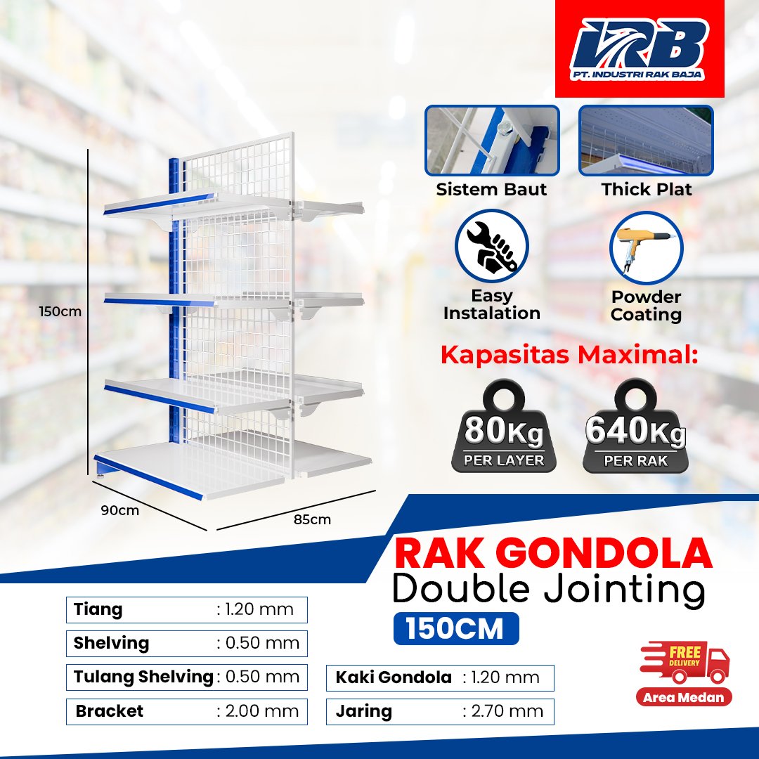 Rak Gondola Double Jointing UK. 150CM