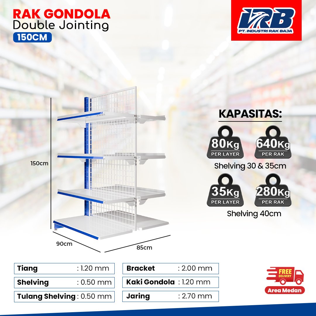 Rak Gondola Double Jointing UK. 150CM