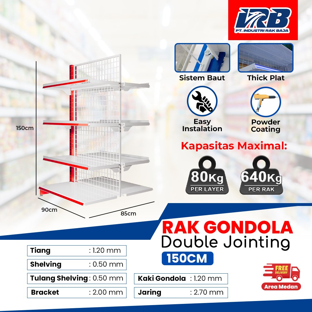Rak Gondola Double Jointing UK. 150CM
