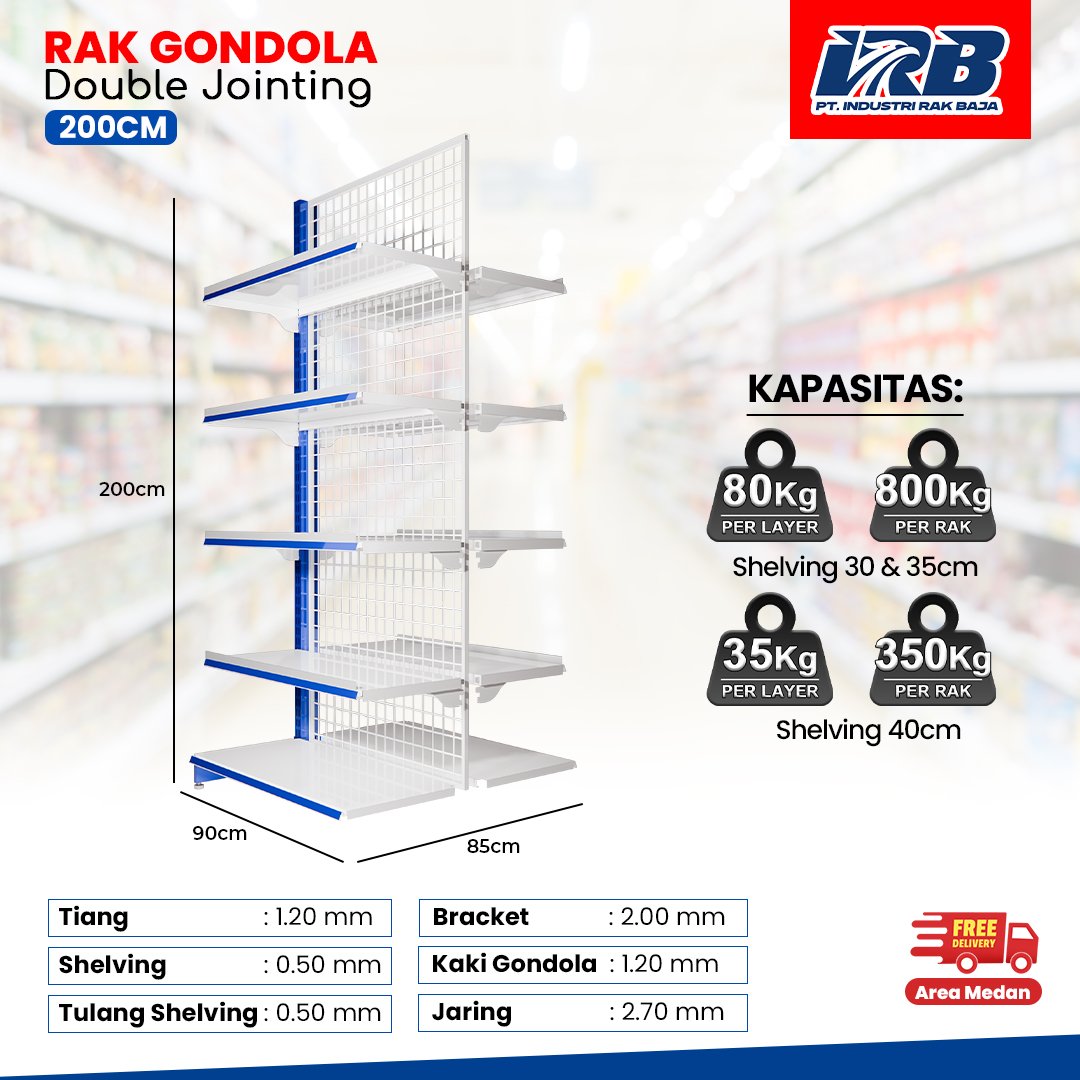 Rak Gondola Double Jointing UK. 200CM