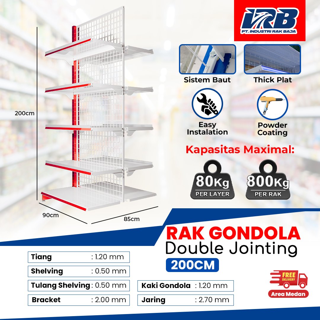 Rak Gondola Double Jointing UK. 200CM