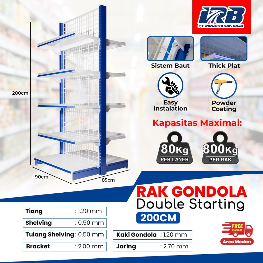 rak gondola produksi pabrik untuk toko dan minimarket