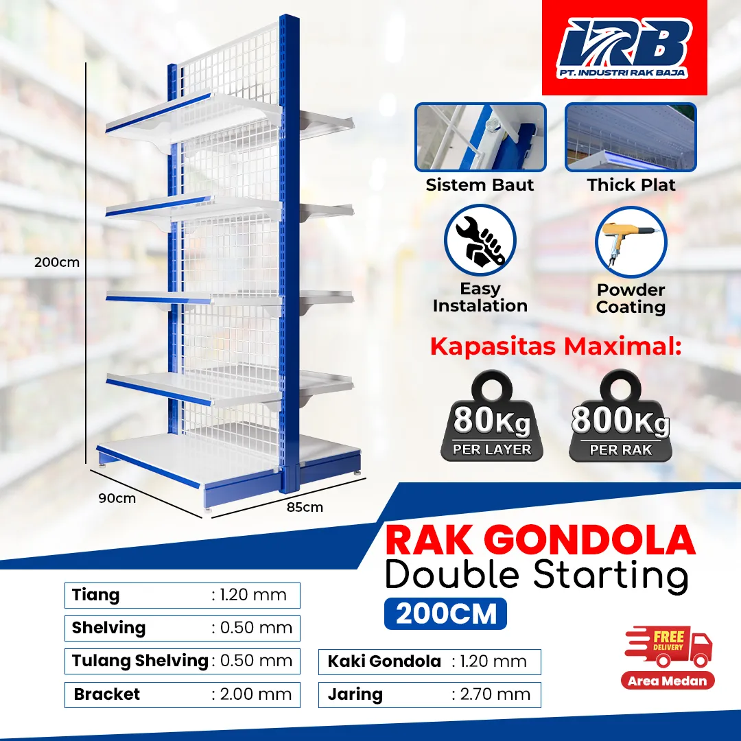 rak gondola produksi pabrik untuk toko dan minimarket