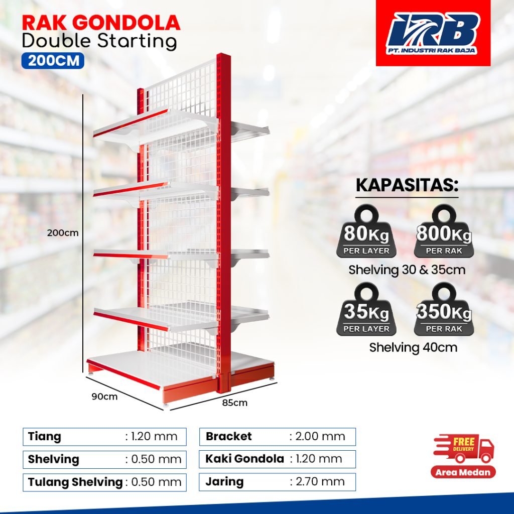 rak gondola produksi pabrik untuk toko dan minimarket