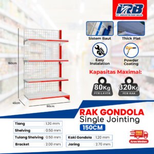 Rak Gondola Single Jointing UK.150CM