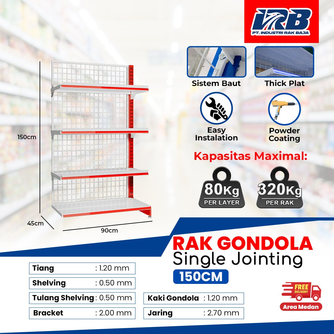 Rak Gondola Single Jointing UK.150CM