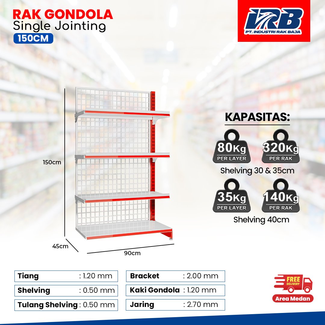 Rak Gondola Single Jointing UK.150CM