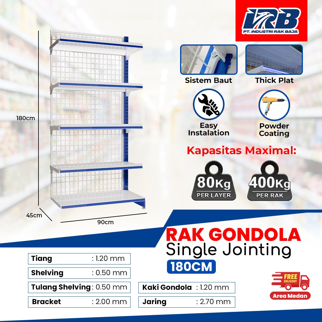 Rak Gondola Single Jointing UK. 180CM