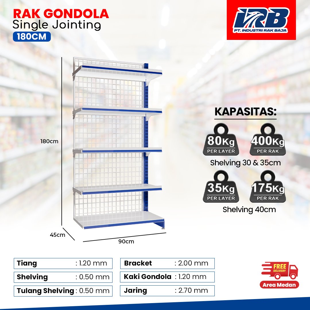 Rak Gondola Single Jointing UK. 180CM