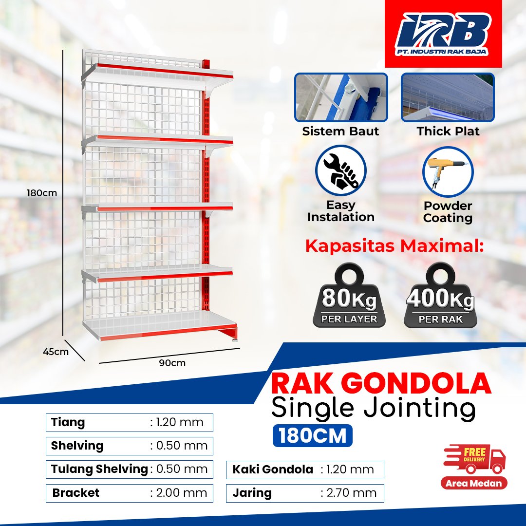 Rak Gondola Single Jointing UK. 180CM