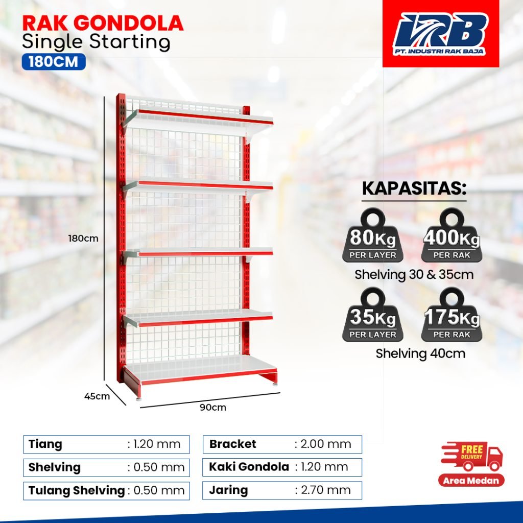 rak gondola produksi pabrik untuk toko dan minimarket