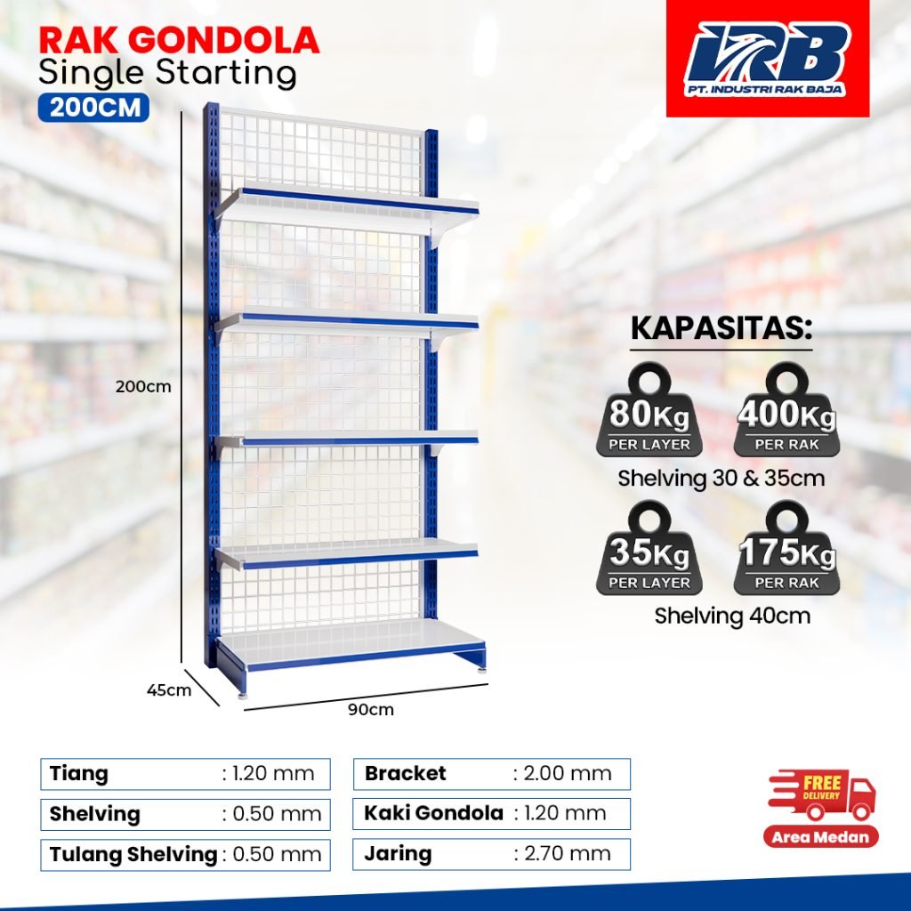 rak gondola produksi pabrik untuk toko dan minimarket