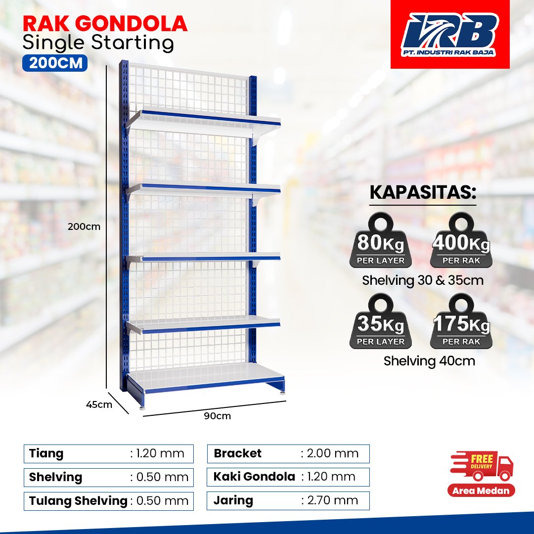 Rak Gondola Single Starting UK.200CM