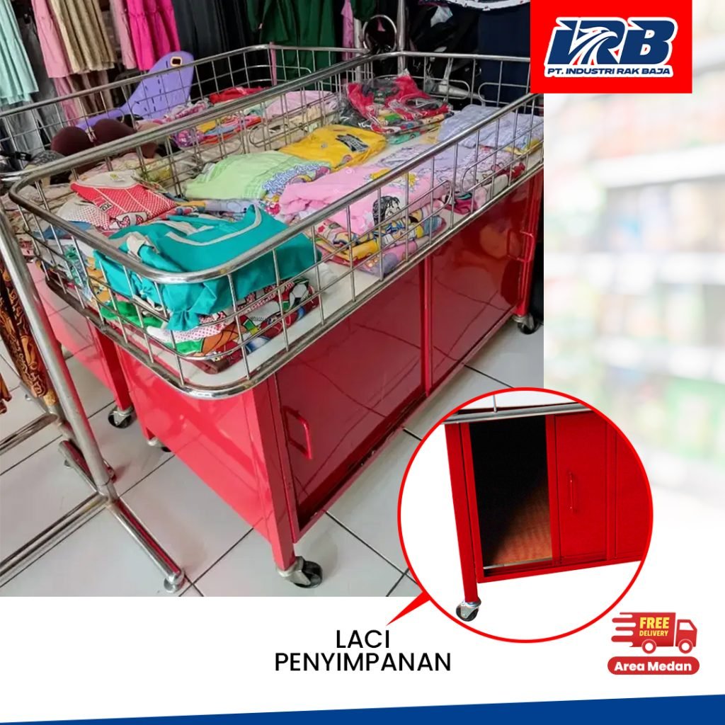 rak obral wagon untuk display promo toko