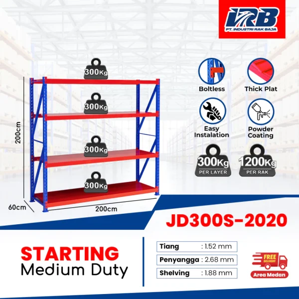 Rak Gudang Starting JD-300 200cm 4Layer