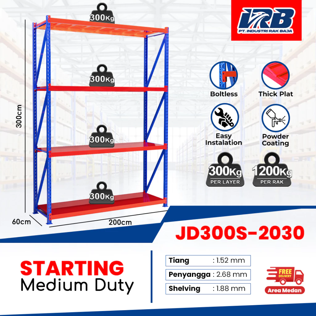 Rak Gudang Starting JD-300 300cm 4Layer