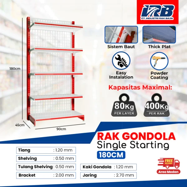 Rak Gondola Single Starting UK. 180CM - Image 3