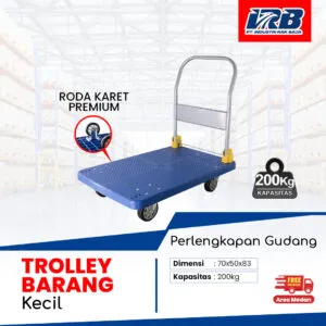 troli barang warna biru