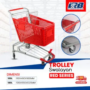 troli belanja warna merah kuat dan awet
