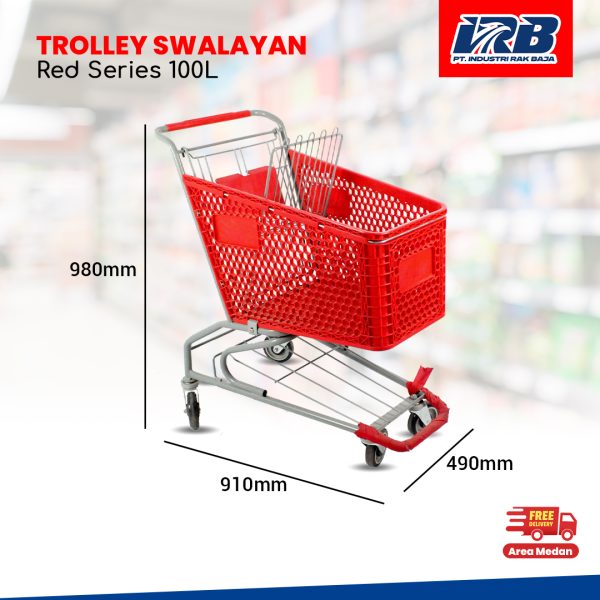 Trolley Swalayan Red Series 100L (910X490X980mm) - Image 4