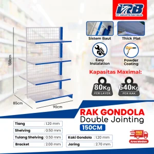 Rak Gondola Double Jointing UK. 150CM