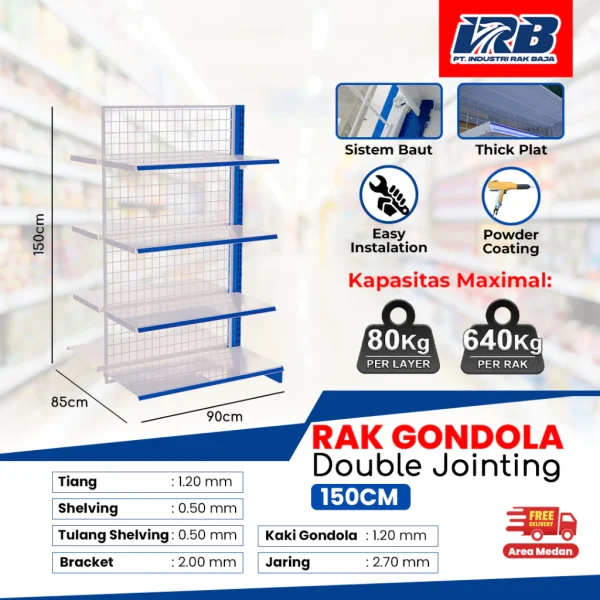 Rak Gondola Double Jointing UK. 150CM