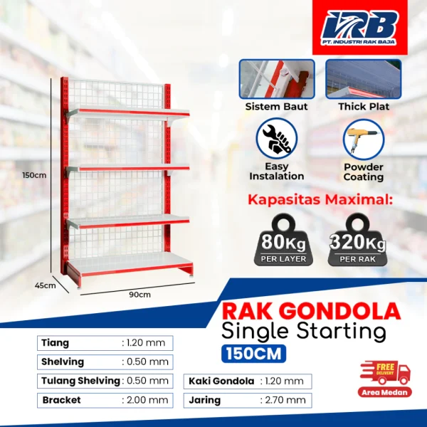 Rak Gondola Single Starting UK. 150CM - Image 3