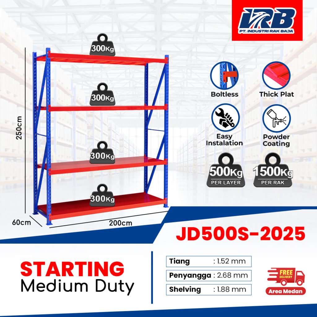 Rak gudang atau rak stock untuk gudang penyimpanan.