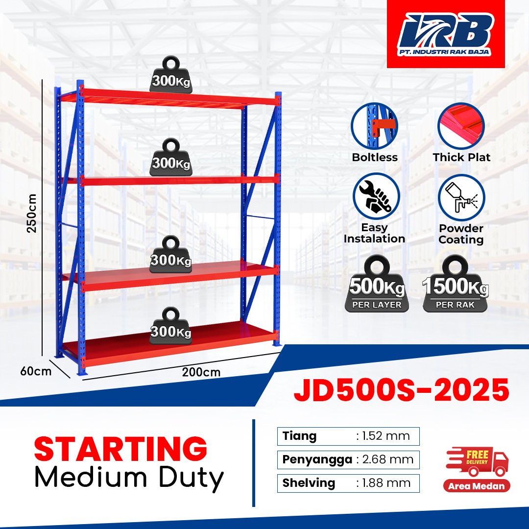 Rak gudang atau rak stock untuk gudang penyimpanan.