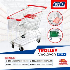 Trolley swalayan Type Y berbagai kapasitas untuk minimarket dan supermarket