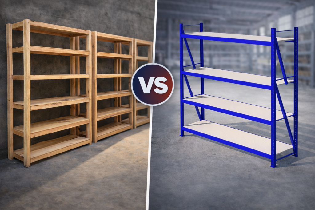 kekuatan rak besi vs rak kayu