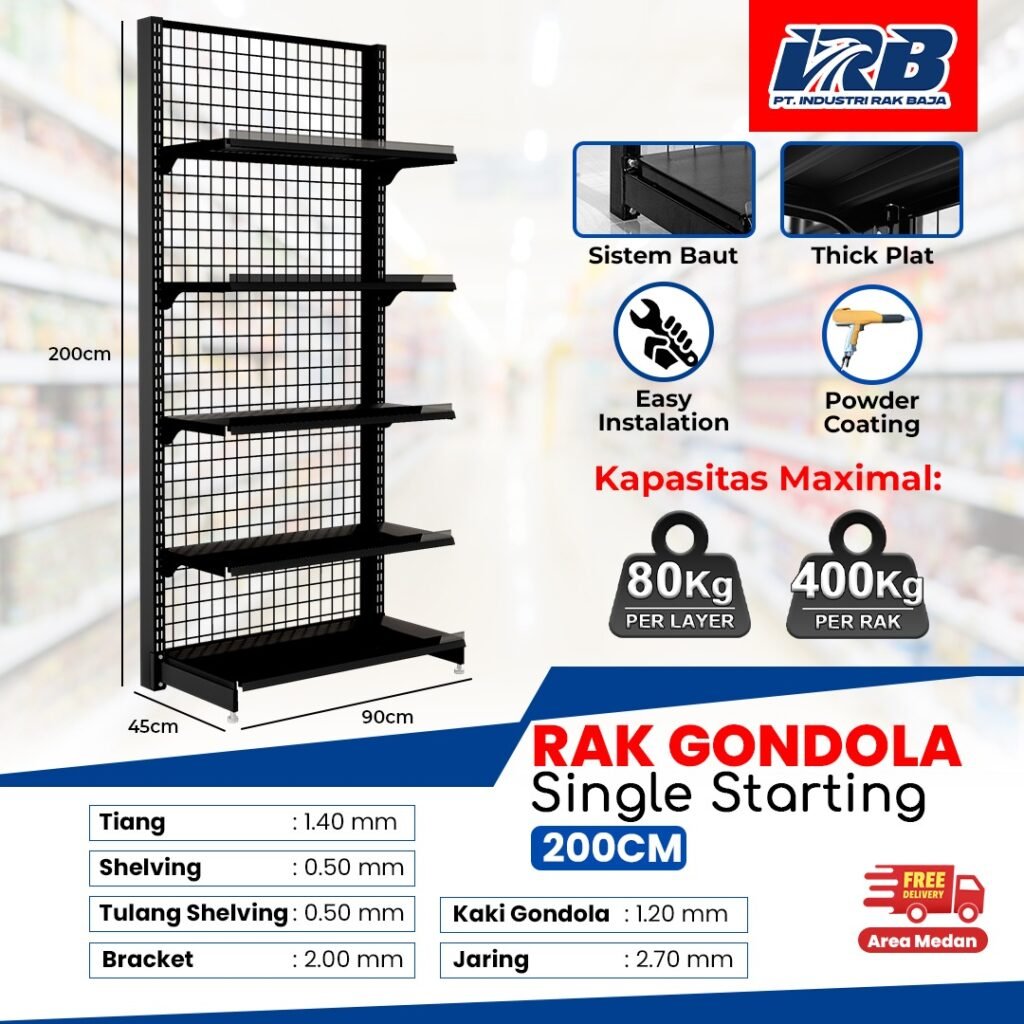rak minimarket hitam PT INDUSTRI RAK BAJA